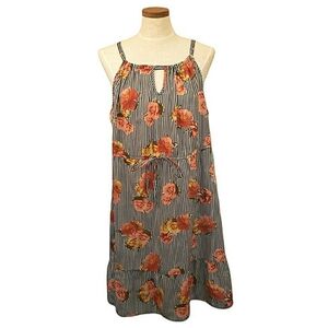 Speed Control New York Keyhole Neckline Stripes Floral Flounce Hem Mini Dress 1X